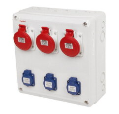 Zásuvková krabice AcquaBOX 307089 IP54 3x230V s ochr. kolíkem, 3x400V/16A/5