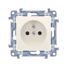 Zásuvka jednonásobná s uzemněním, s clonkami, 16A, 250V~, krémová CGZ1Z.01/41