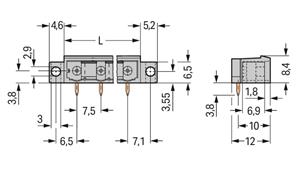 Konektor s pájecími piny THT, pájecí kontakt 1,0x1,0 mm, úhlové, šedá 10pól.