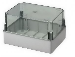 Krabice S-BOX 716H-P, 380x300x180, IP56, vysoká, průhl. víko, plast.šroub, 650°C