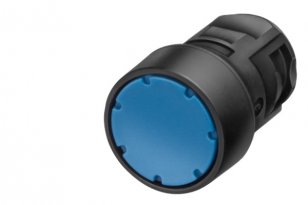 tlačítko, 16 mm, kulaté, materiál: plast, barva: modrá, stiskací knoflík, plochý