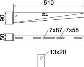 Nástěnný výložník OBO AW 30 51 A2 B510mm Nerez ocel