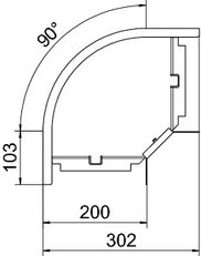 OBO RB 90 620 A2 Oblouk 90° vodorovný s úhlovou spojkou 60x200 Nerez ocel