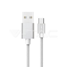 1M Micro USB Cable 2.4A Braided cable, Platinum series, silver color, VT-5332