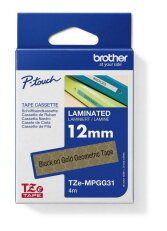 Páska BROTHER TZe-MPGG31 se zlatými geometrickými vzory/černá (12mm, 4m)