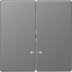 Kryt spínače Merten D-Life dvojitý s průzorem Stainless Steel MTN3420-6036