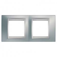 Unica Top Krycí rámeček dvojnásobný, Cromo mat/Aluminium SCHNEIDER MGU66.004.038