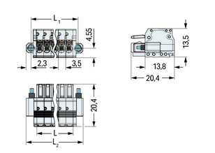 Pružinová svorka Push-in CAGE CLAMP sv.šedá 1,5mm2 2pól. WAGO 2734-102/107-000