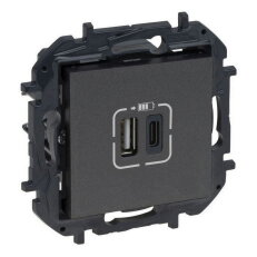NILOE S.NABÍJEČKA USB A+C OCEL LEGRAND 863440B