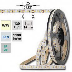 LED pásek SMD2835 WW, DC12V, IP20, 3m