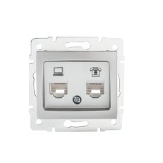Zásuvka datová-telefonní DOMO RJ45Cat 5e+RJ11 stříbrná 24875 Kanlux
