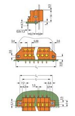 Svorka na desky plošných spojů 2,5mm2 5,08mm oranžová 3pól. WAGO 231-633/017-000