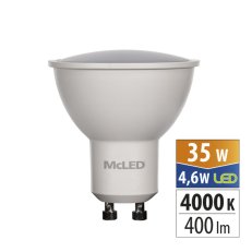 LED žárovka GU10, 4,6W, 4000K, CRI80, vyz. úhel 110°, use 360° 400lm