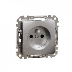 Sedna D/E Zásuvka 230V 16A clonky bezšroubová, Leštěný Hliník SCHNEIDER