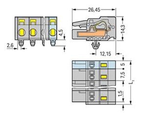 Pružinová svorka CAGE CLAMP 2,5mm2 šedá 2pól. WAGO 231-202/008-000