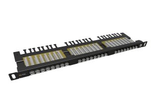 19" Patch panel 24xRJ45 CAT6 UTP s vyvaz.lištou černý 0,5U SOLARIX 24000146