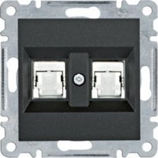 Zásuvka datová 2x RJ cat.6 FTP, černá mat HAGER WL2183