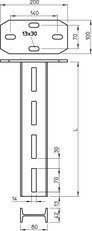 OBO IS 8 K 40 FT Závěs s navařenou základovou deskou 80x42x400 Ocel žár.zinek