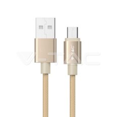 1M Micro USB Cable 2.4A Braided cable, Platinum series, gold color, VT-5332