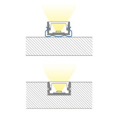 Přisazený hliníkový profil černý PM 12x7mm, včetně mléčného difuzoru 1m