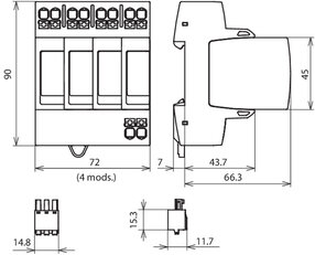 Svodič přepětí typ 2 DEHNguard MP 4pól Uc 275V pro TT- a TN-S 942315