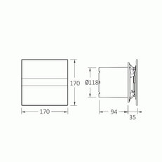 Ventilátor CATA e120 GTH sklo hygro časovač bílý 00901200
