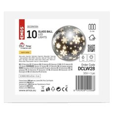 LED vánoční skleněná koule - vločky 12 cm 3x AA vnitřní teplá bílá časovač