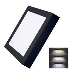 LED mini panel CCT přisazený 18W 1530lm přepínání 3000K 4000K 6000K čtverc černý