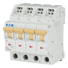 PLI-C13/4 Jistič PLI (bezšroubové svorky nahoře) char C 4-pólový 10kA 13A 101362