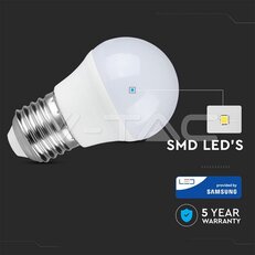 LED žárovka V-TAC 4.5W E27 G45 Plastic 3000K VT-245
