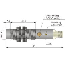 Kapacitní senzor d18 mm AECO SC18SP-AE10 TD10' NO/NC H