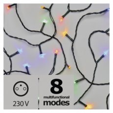 LED vánoční řetěz, 10m, červená/zelená/modrá, programy, časovač