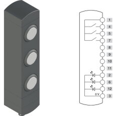 Ovládací jednotka BN 3 prvky (konfigurace A89) Konektor M12,12 pólů, IP65