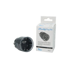 Chytrá zásuvka SHELLY PLUG PM GEN3 BLACK, bez relé, 16A, WiFi, BT, Matter, černá