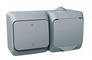 Schneider WDE000602 Zásuvka VDE 230V 16A a spínač dvojpólový ř.2, šedá