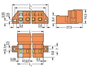 Konektor s pájecími piny CAGE CLAMP 2,5mm2 oranžová 5pól. WAGO 731-635/019-000