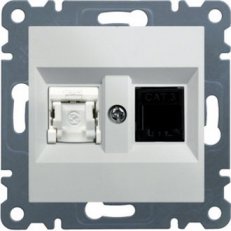 Zásuvka telefonní 1x RJ11 cat.3/ data 1x RJ cat.5e, bílá lesk HAGER WL2210