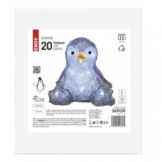 LED vánoční tučňák, 20 cm, 3x AA, vnitřní, studená bílá, časovač