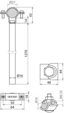 Distanční držák ? 16mm L 1270mm Al s