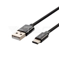 1M USB Type C 2.4A Braided cable, Platinum series, black color, VT-5331