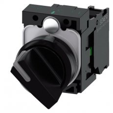 otočný spínač, osvětlitelný, 22 mm, kulatý, plast, černý, 1 NO