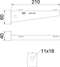 Nástěnný výložník OBO AWG 15 21 A2 pro mřížový žlab B210mm Nerez ocel