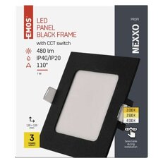 LED vestavné svítidlo NEXXO, čtvercové, černé, 7W, se změnou CCT EMOS ZD2323