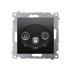 Zásuvka R-TV-SAT průběžná, černá matná KONTAKT SIMON DASP.01/49