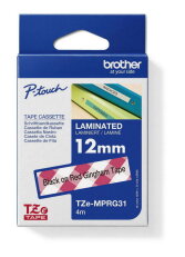 Páska BROTHER TZe-MPRG31 s červenými kachličkami/černá (12mm, 4m)