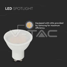 LED Spotlight SAMSUNG Chip GU10 4.5W Smooth Plastic 110°D 6400K VT-205 SKU21203