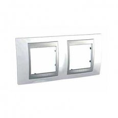 Unica Top Krycí rámeček dvojnásobný, White/Aluminium SCHNEIDER MGU66.004.092