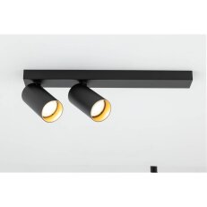 KAMI stropní přisazené svítidlo, double, long, 2x max. 10 W, GU10, černá/zlatá