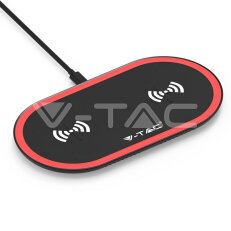 10W Wireless Charging Pad Black + Red , VT-1213 V-TAC SKU7740