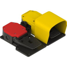 Dvojitý nožní spínač M20x1,5, plast, 1NO+1NC/1NO+1NC, červená, žlutá PC2-129